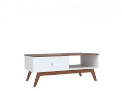 Heda Konferenční stolek LAW1S, Bílá/modřín sibiu zlatý/bílý lesk