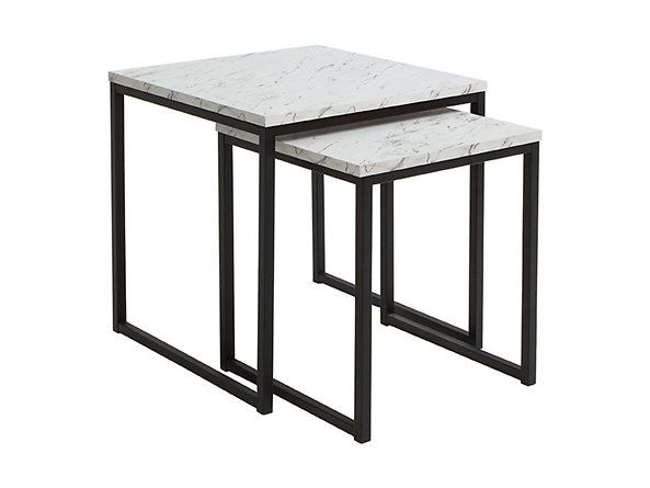 stolek AROZ SET LAW/40+LAW/50 mramor carrara bílý/černý kovový rám***POSLEDNÍ KUS