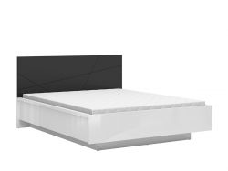 FORN postel LOZ/160/B + rošt, bílý lesk/černý mat BRW